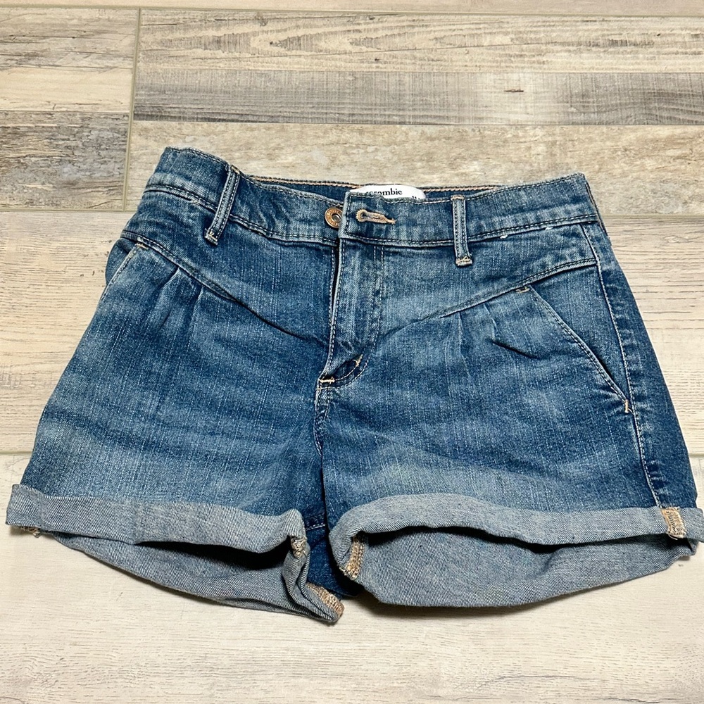 Abercrombie Kids Blue Denim Shorts Cuffed Hem
